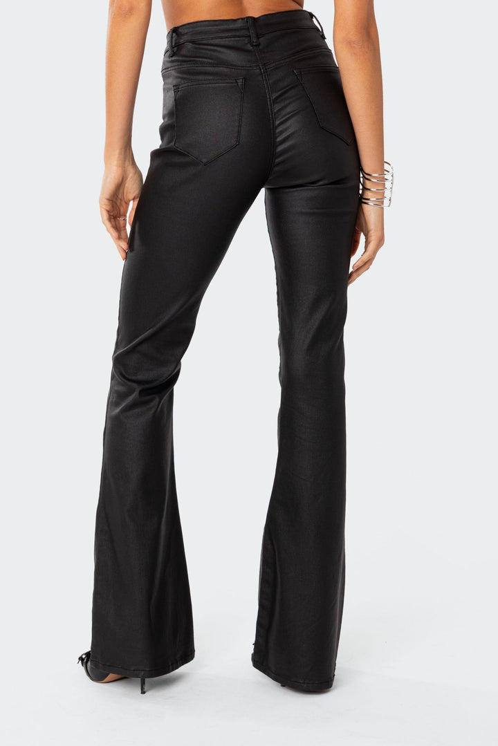 Lisa | Skinny Fit Leather Flare Jeans