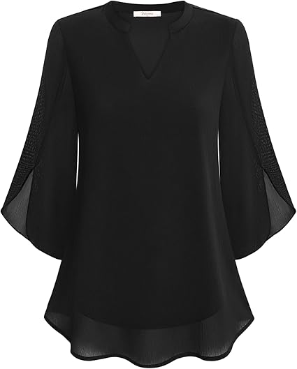 Airy Women's Blouse with V-Neck and Loose Sleeves