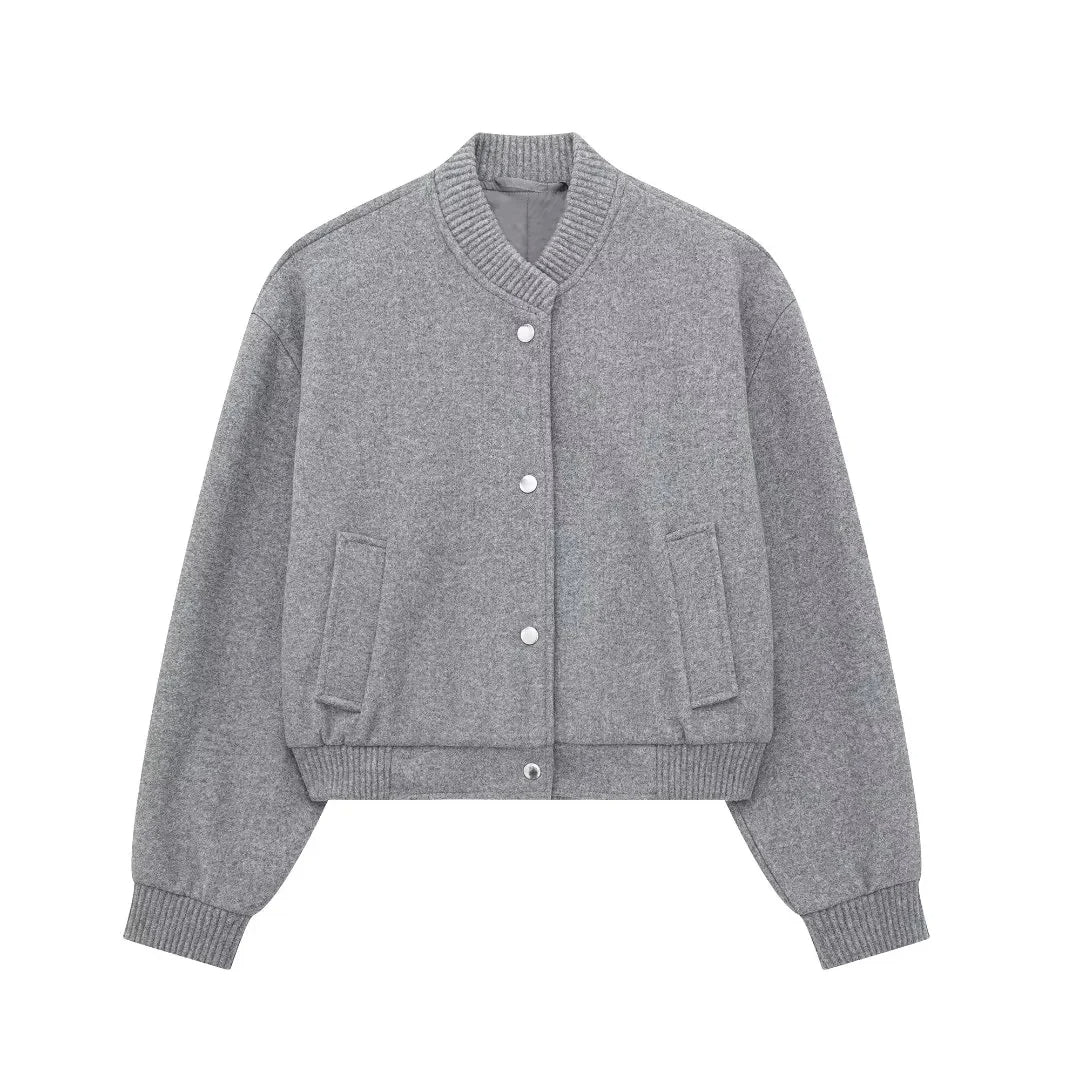 Stylish Modern Women's Bomber Jacket with Snap Buttons