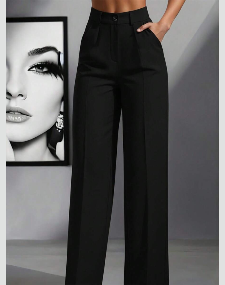 Elegant High-Waisted Women's Trousers with Wide Legs
