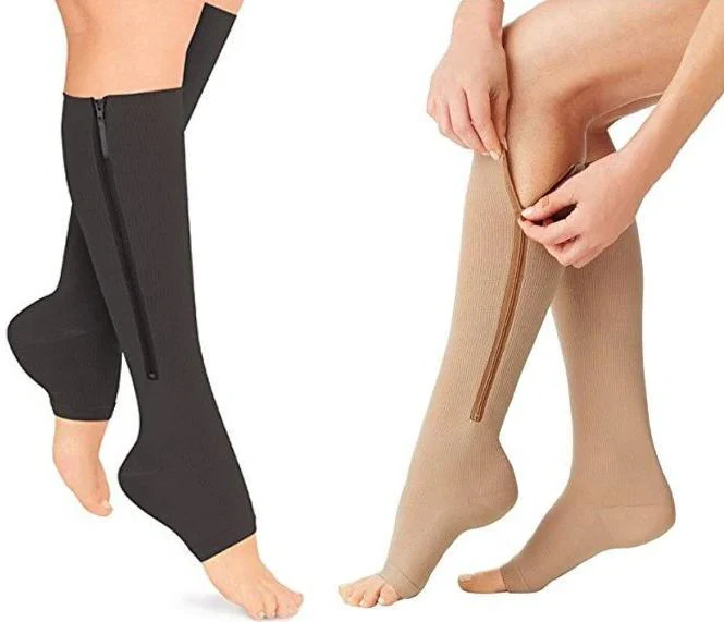 Soft Elastic Women's Compression Stockings with Zipper and Support Function
