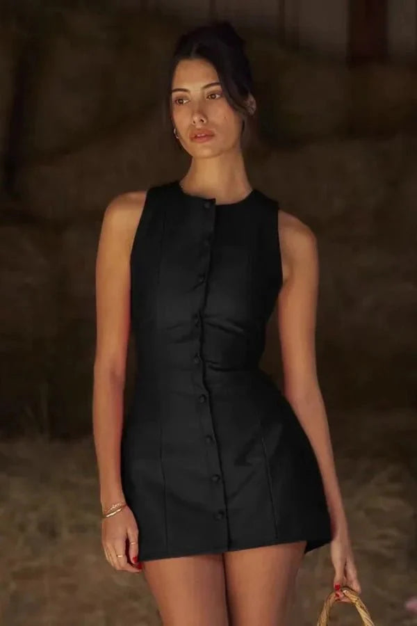 Summer Bodycon Mini Dress for Women with Button Closure