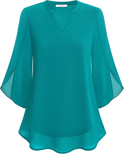 Airy Women's Blouse with V-Neck and Loose Sleeves