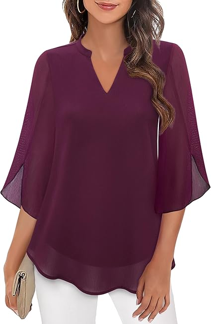 Airy Women's Blouse with V-Neck and Loose Sleeves