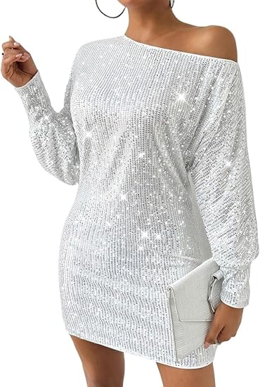 Annie | Sparkling Sequin Dress with Off-Shoulder Look