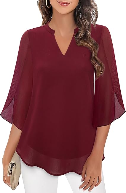Airy Women's Blouse with V-Neck and Loose Sleeves