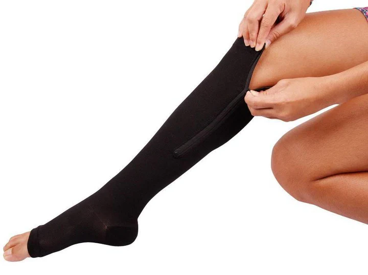 Soft Elastic Women's Compression Stockings with Zipper and Support Function