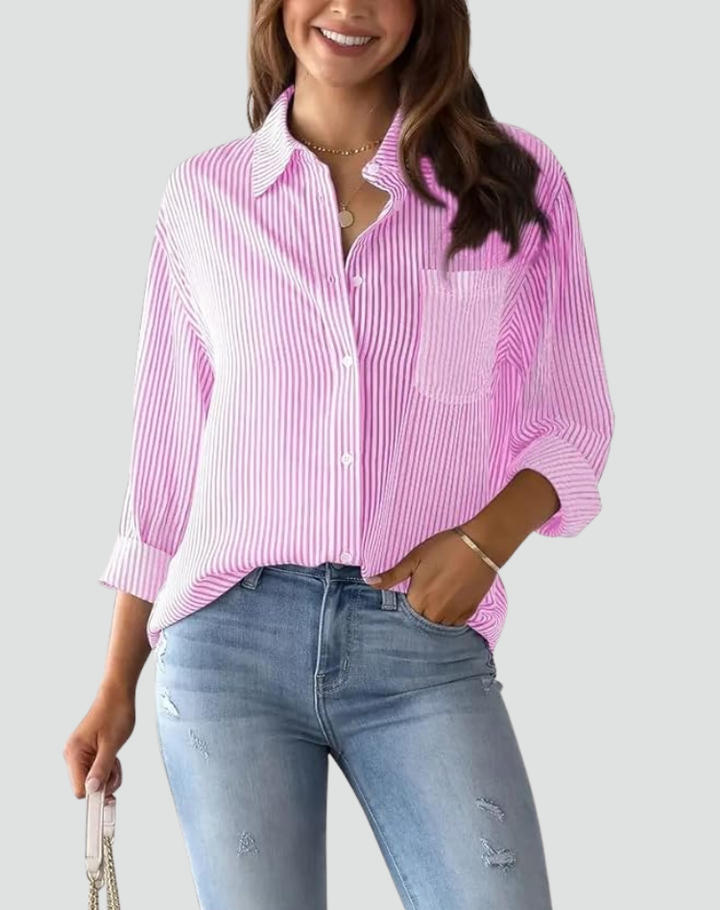 Striped blouse for women | buttons and long sleeve