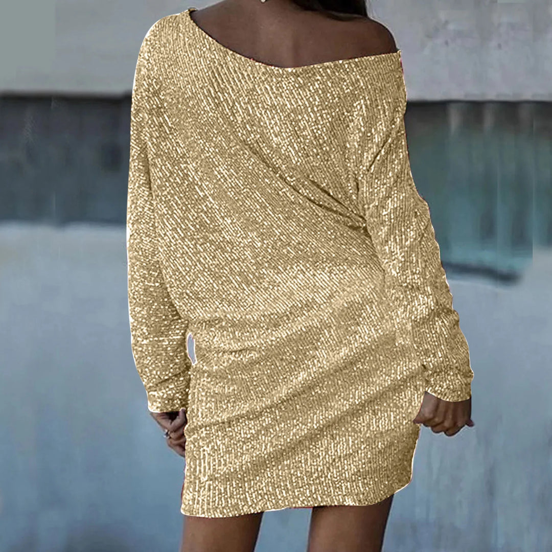 Annie | Sparkling Sequin Dress with Off-Shoulder Look