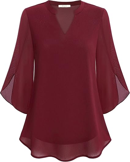 Airy Women's Blouse with V-Neck and Loose Sleeves