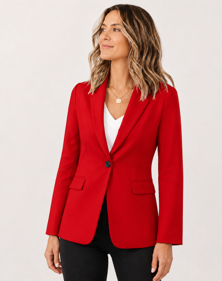 Women's Elegant Blazer With Tailored Fit And Lapel Collar