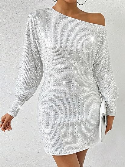 Annie | Sparkling Sequin Dress with Off-Shoulder Look