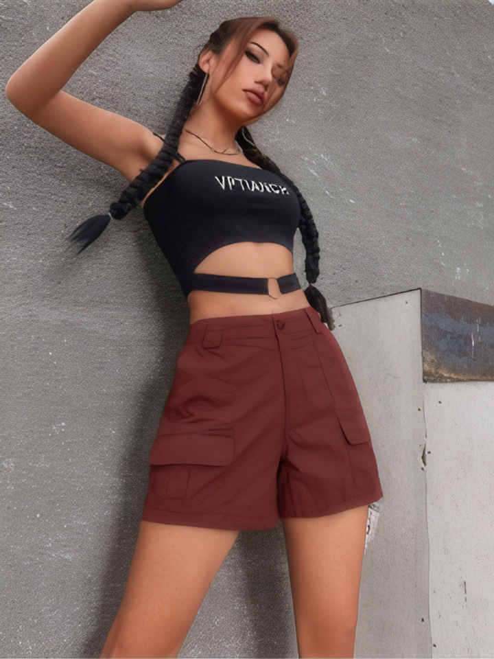 Stylish Women's Cargo Shorts with Pockets and High Waist