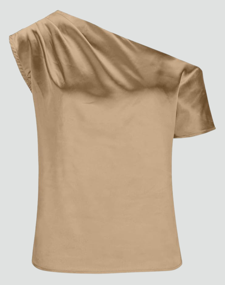 Beige Luxury Women's One Shoulder Blouse