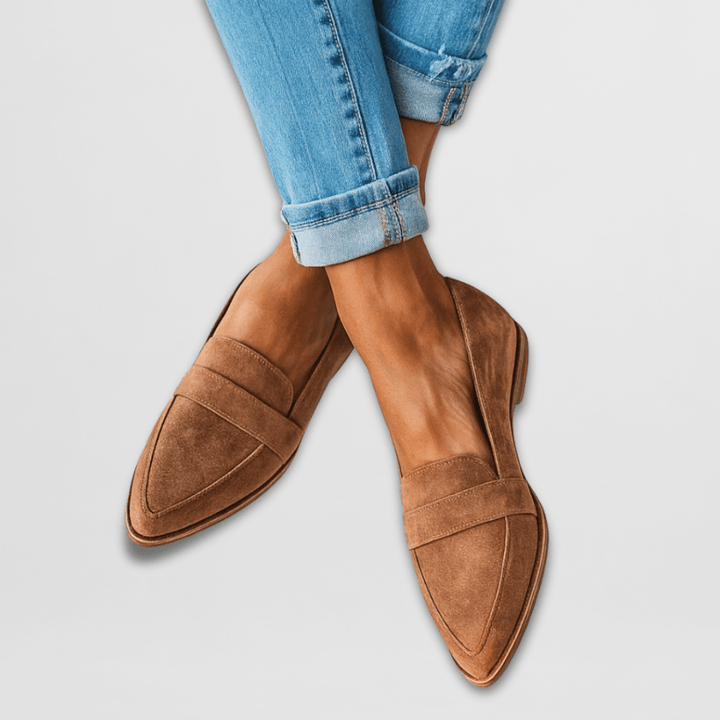 Women's Suede Loafers with Pointed Toe and Comfortable Fit