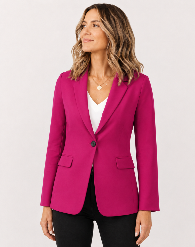 Women's Elegant Blazer With Tailored Fit And Lapel Collar