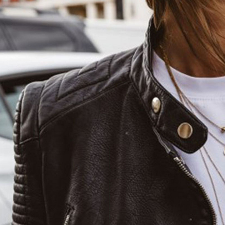 Leather Chic Women's Coat with Comfortable Design