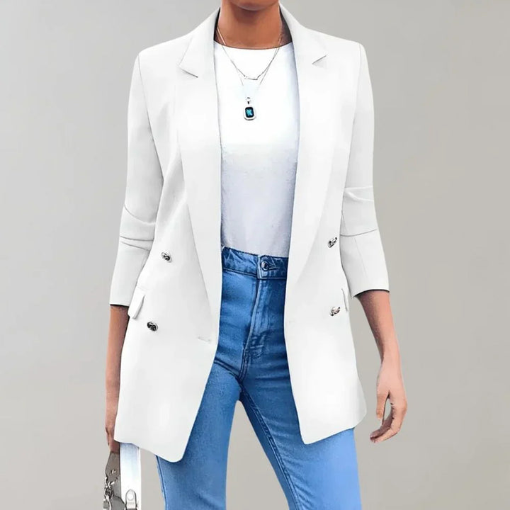 Elegant Long Tailored Women's Blazer with Pockets