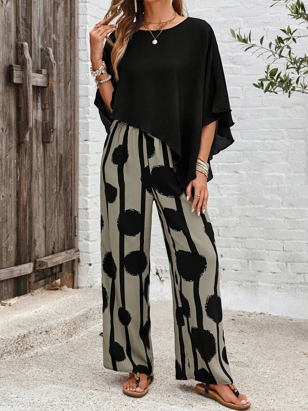 Helma | Elegant Set with Wide Pants and Flow Top