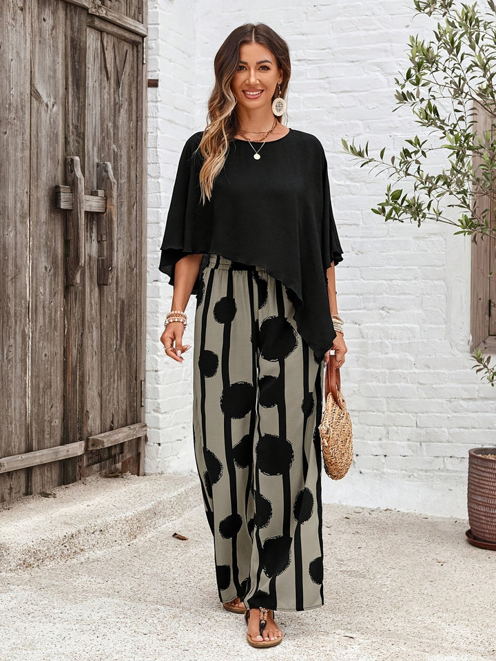 Helma | Elegant Set with Wide Pants and Flow Top