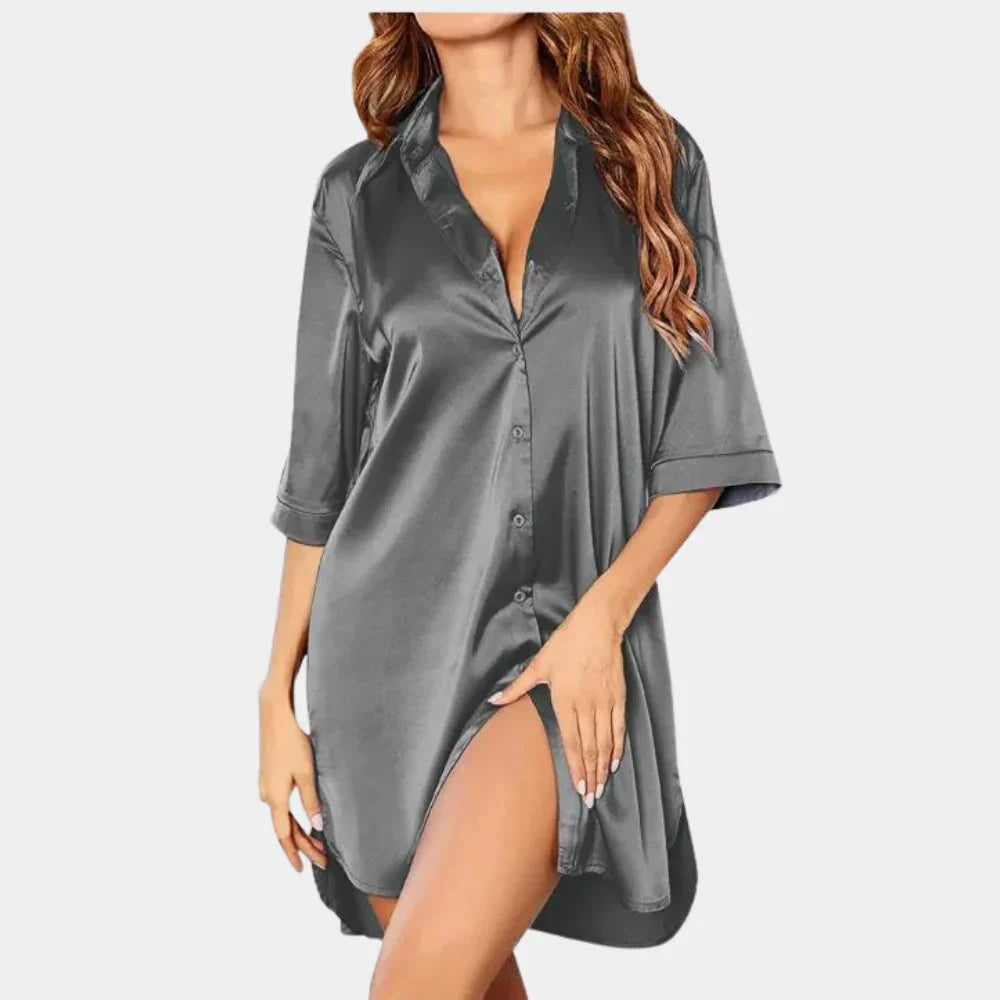 Comfortable Oversized Women's Nightshirt with Buttons and Collar