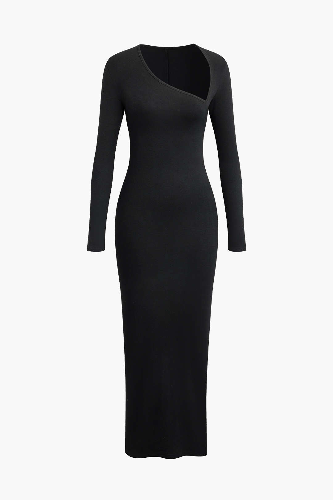 Luxury Asymmetrical Gala Maxi Dress with Long Sleeves