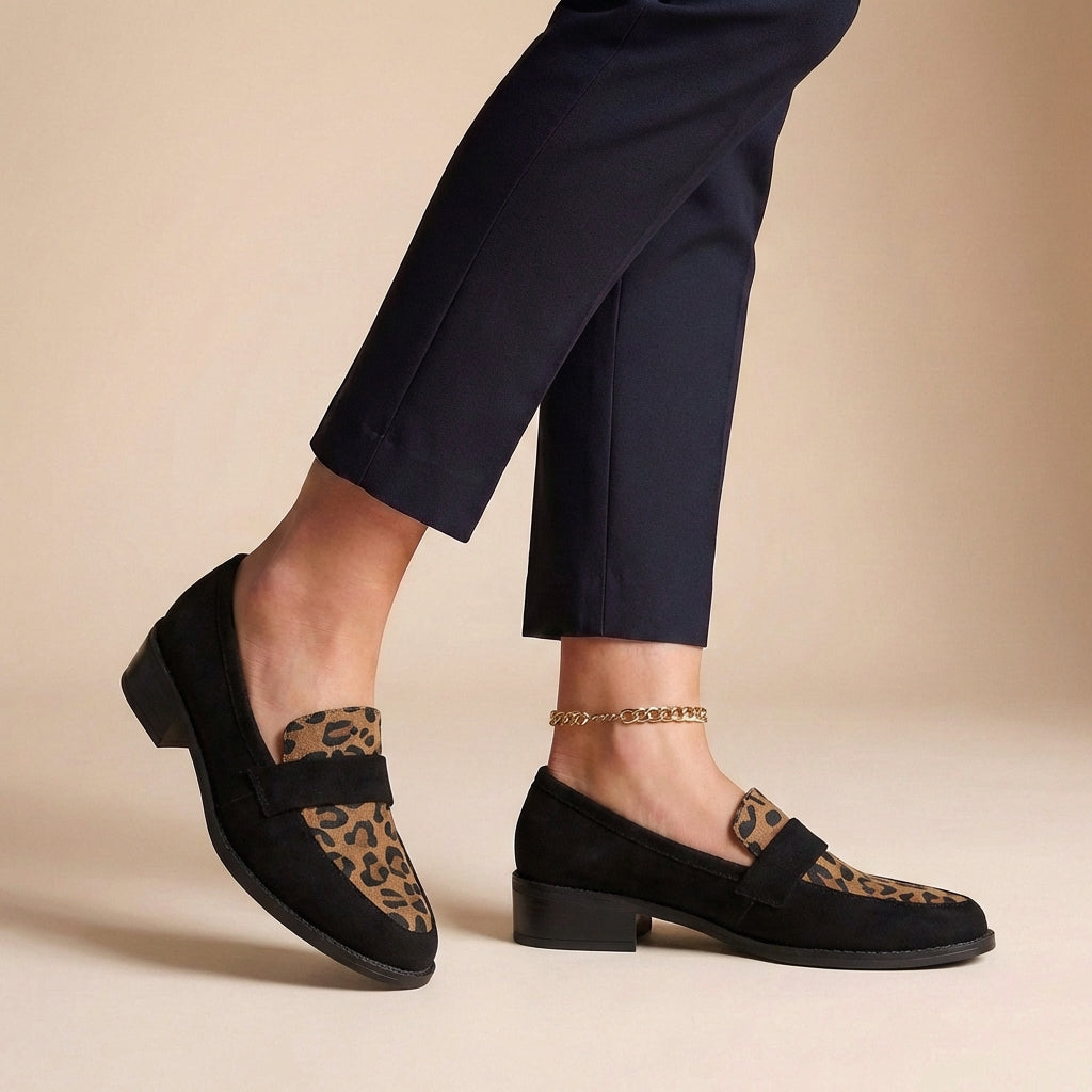 Orthopedic Women's Chunky Sole Loafers With Leopard Print