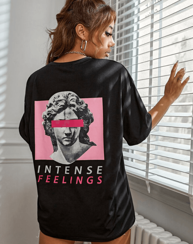 Casual T-Shirt with Double-Sided Look and Round Neck for Women