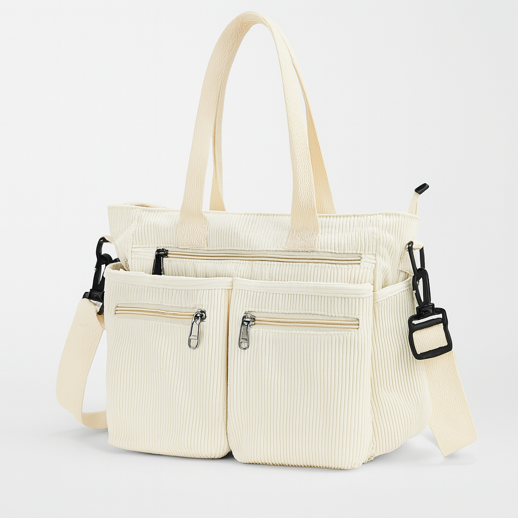 Trendy Corduroy Women's Shoulder Bag with Multiple Compartments