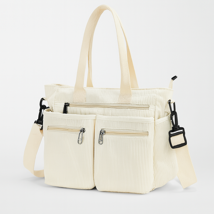 Trendy Corduroy Women's Shoulder Bag with Multiple Compartments