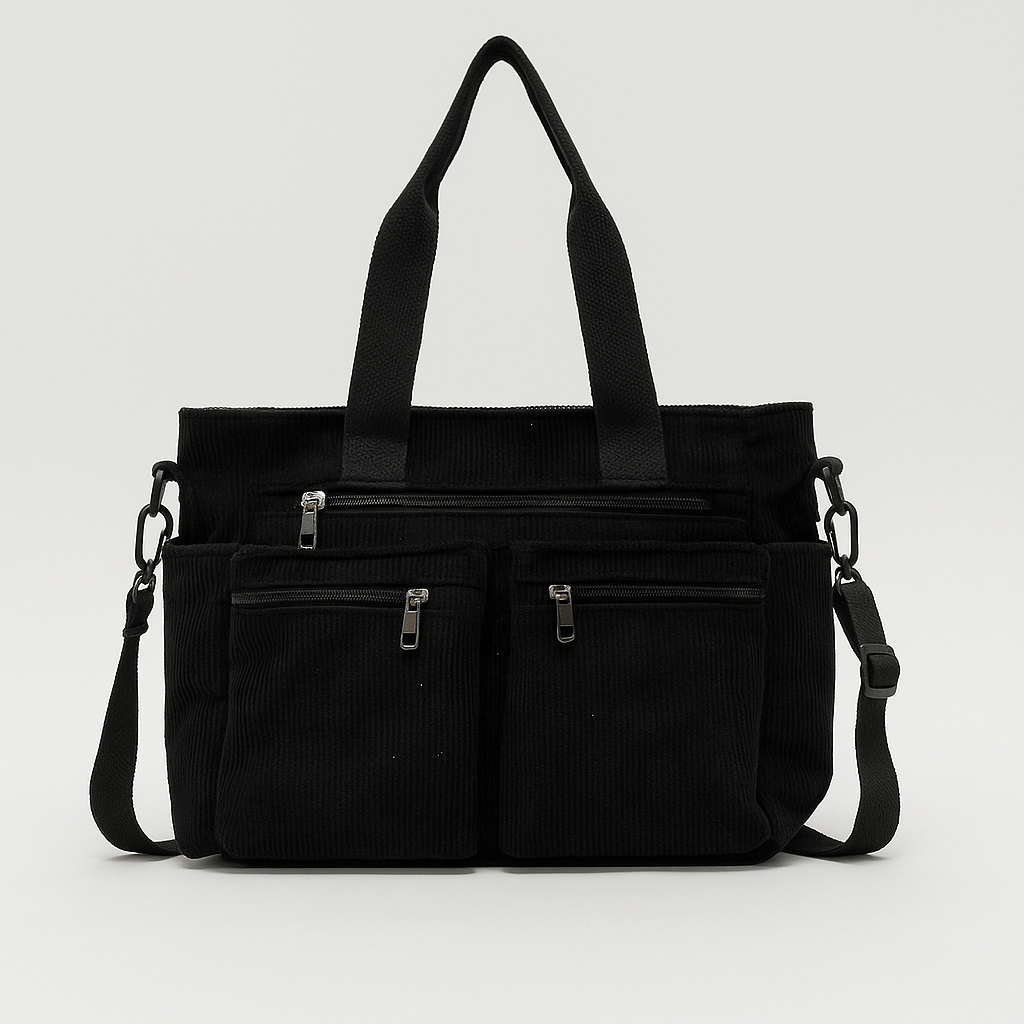 Trendy Corduroy Women's Shoulder Bag with Multiple Compartments