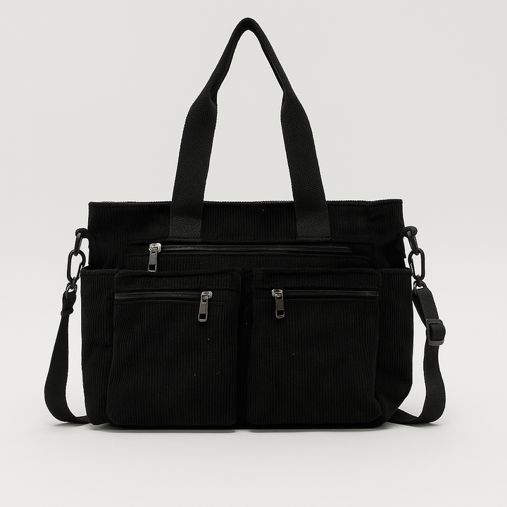 Trendy Corduroy Women's Shoulder Bag with Multiple Compartments