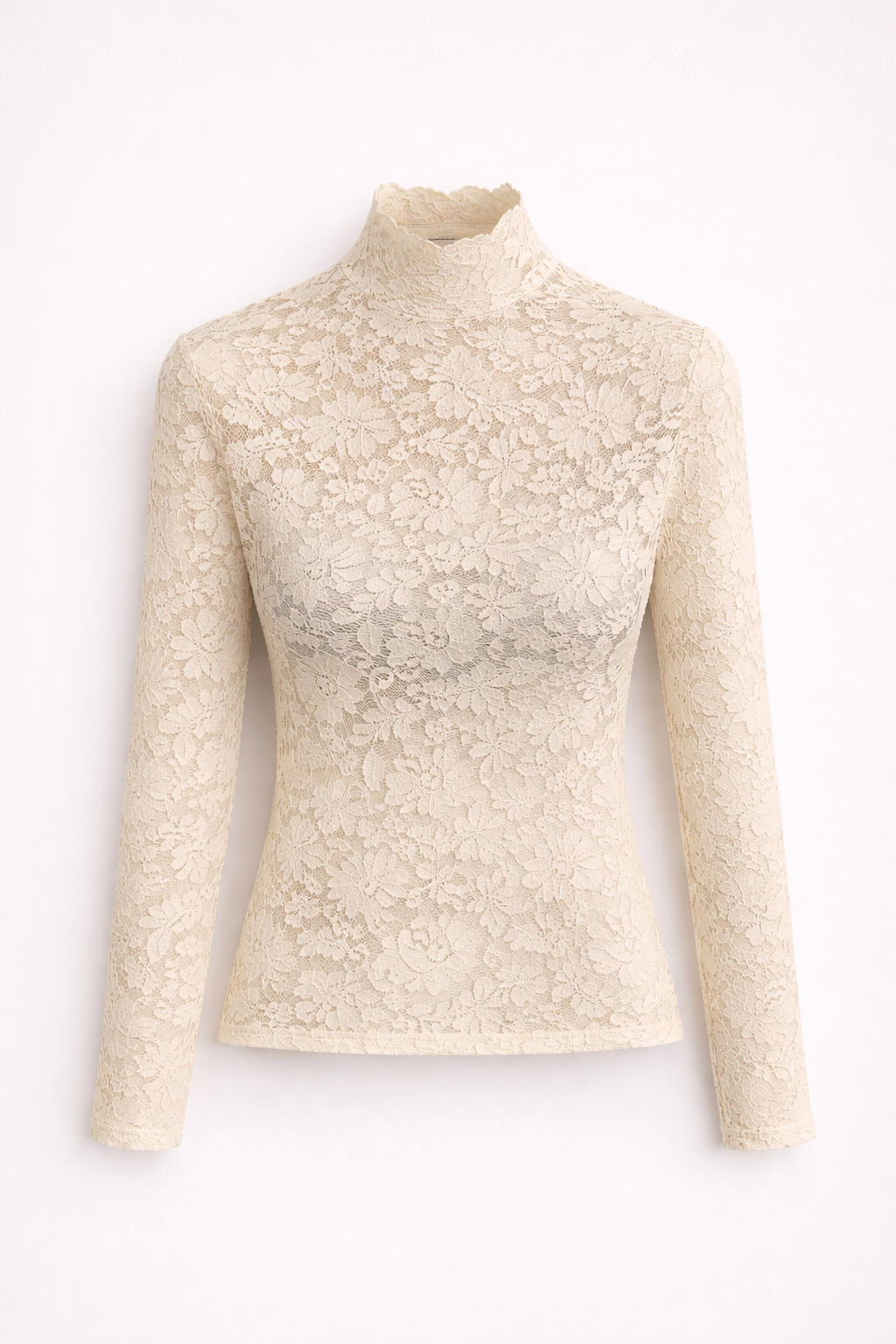 Stylish Women's Lace Blouse with Collar and Long Sleeves