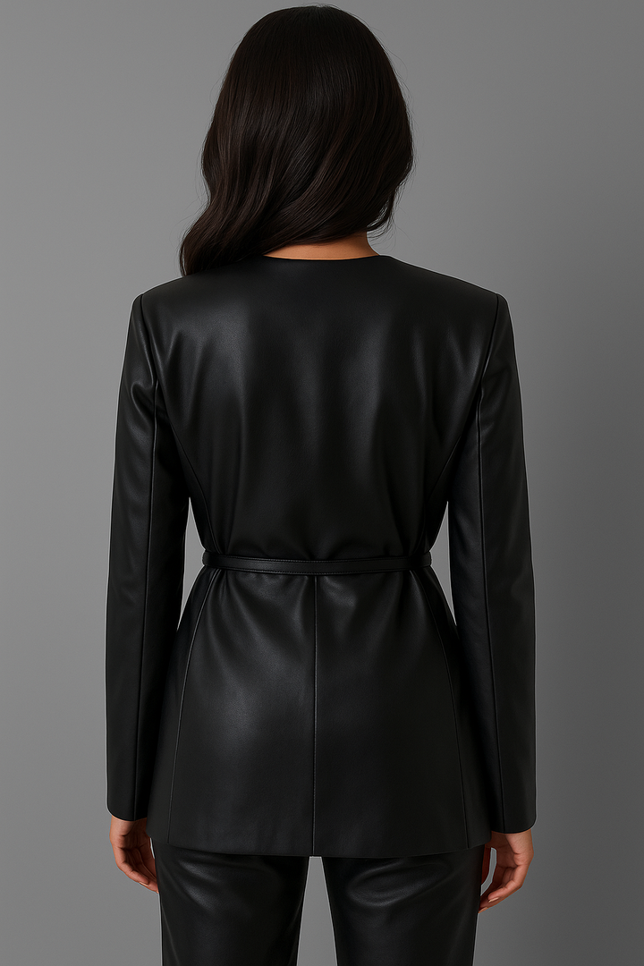 Bethany | Black Leather Chic Blazer