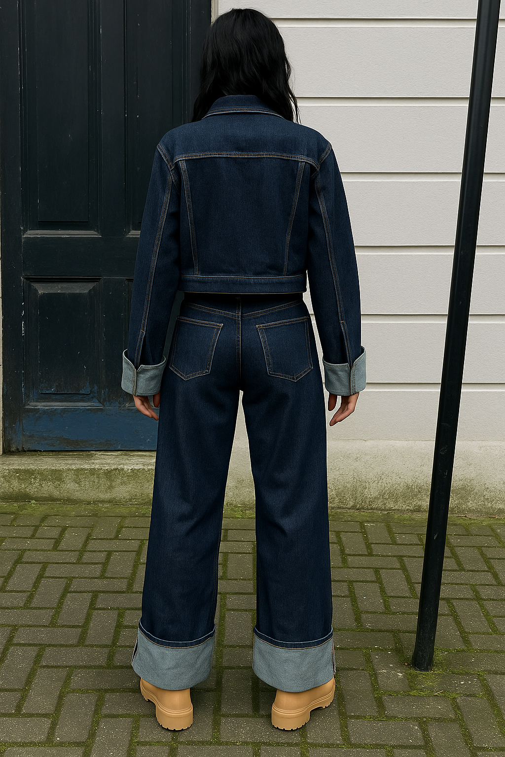 Katie | Denim Co-ord Set with Wide-Leg Jeans