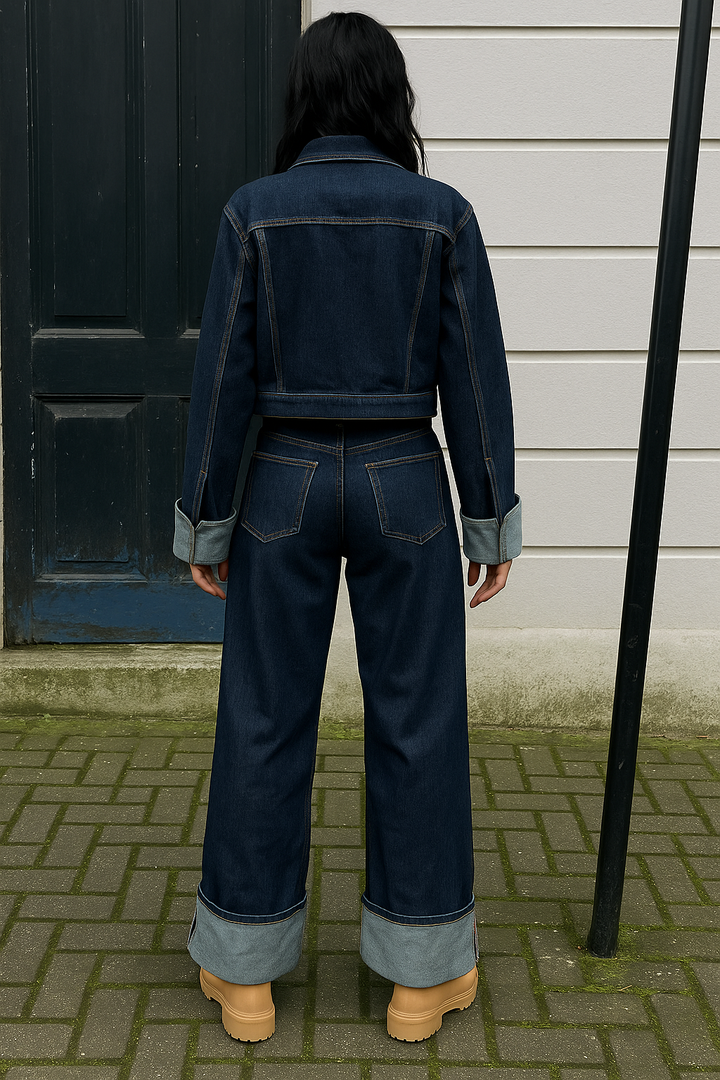 Katie | Denim Co-ord Set with Wide-Leg Jeans