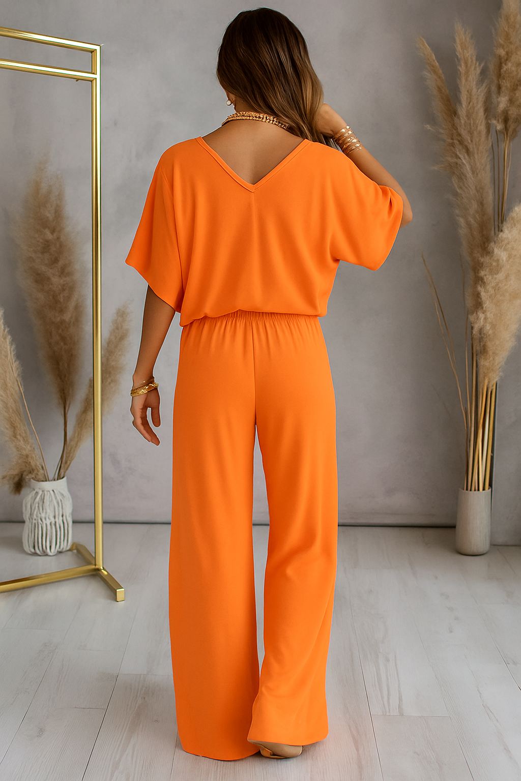 Jaantje | Summer Lounge Set with Wide Pants and V-Neck Top