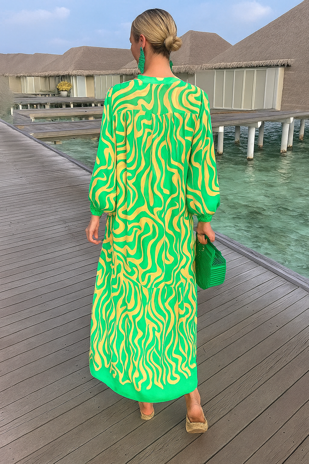 Arla | Summer Boho Kaftan Dress with Deep Neckline