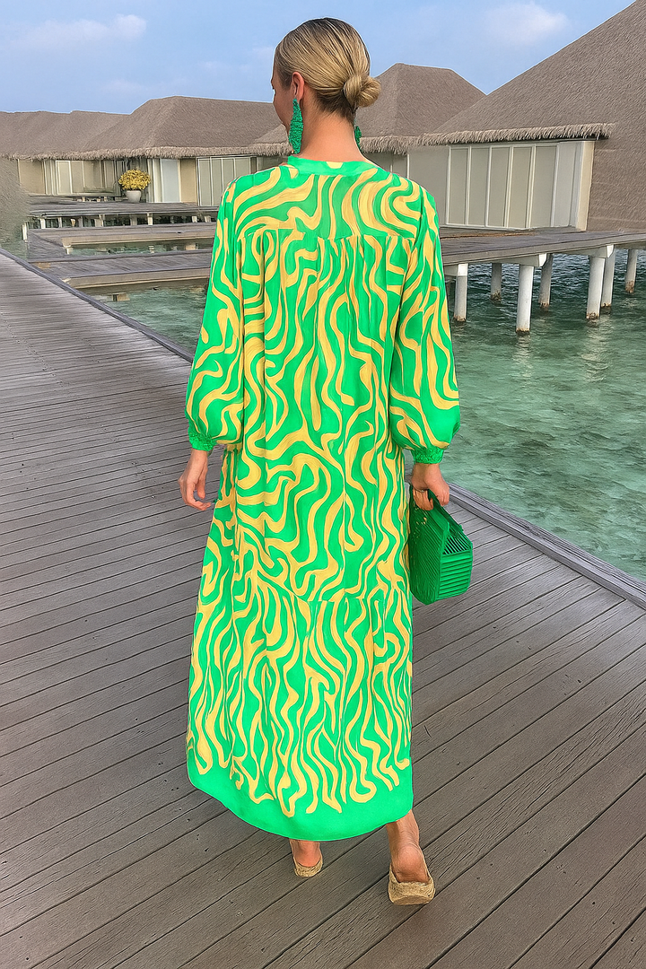 Arla | Summer Boho Kaftan Dress with Deep Neckline