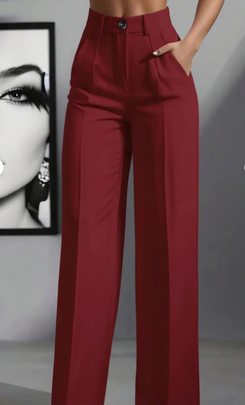 Elegant High-Waisted Women's Trousers with Wide Legs