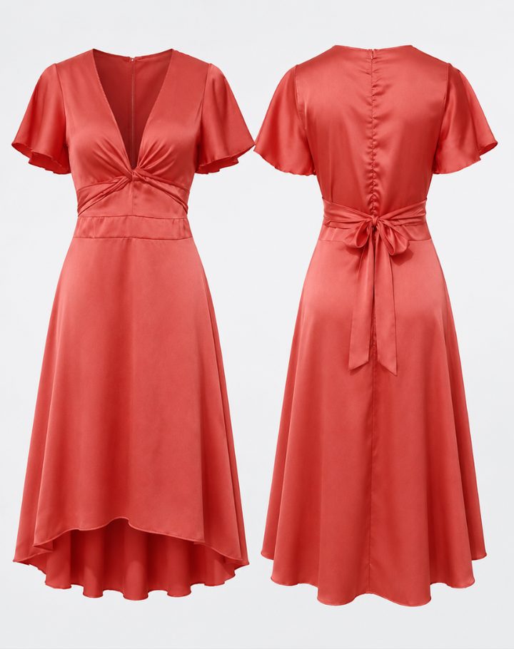 Midi Dress for Women with Bow Details and Comfortable Fit