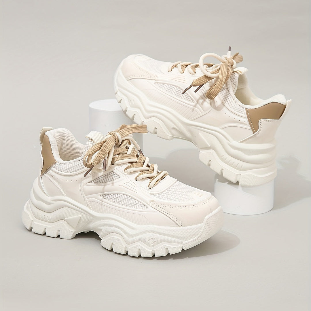 Trendy Women's Sneakers with Breathable Mesh and Thick Sole