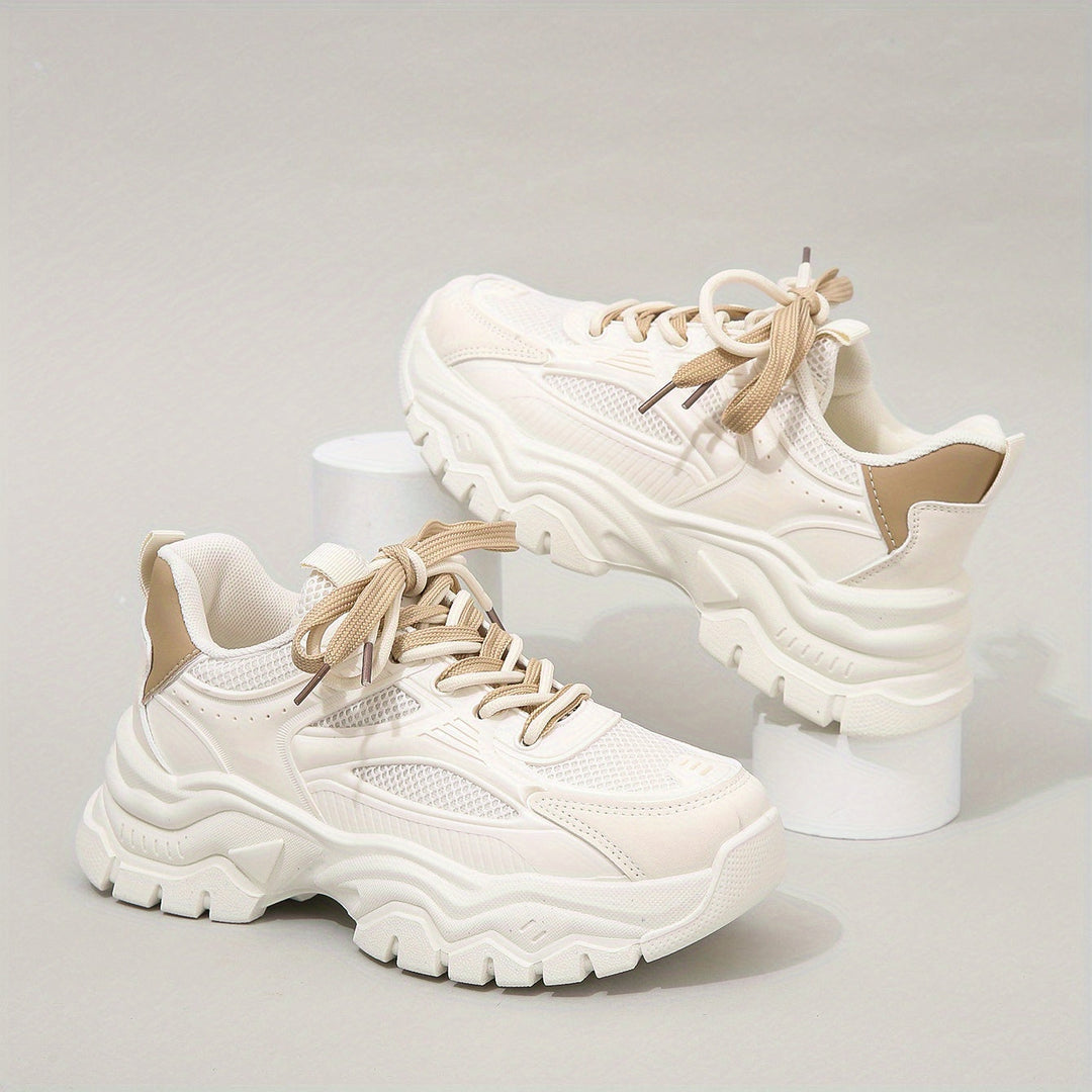 Trendy Women's Sneakers with Breathable Mesh and Thick Sole