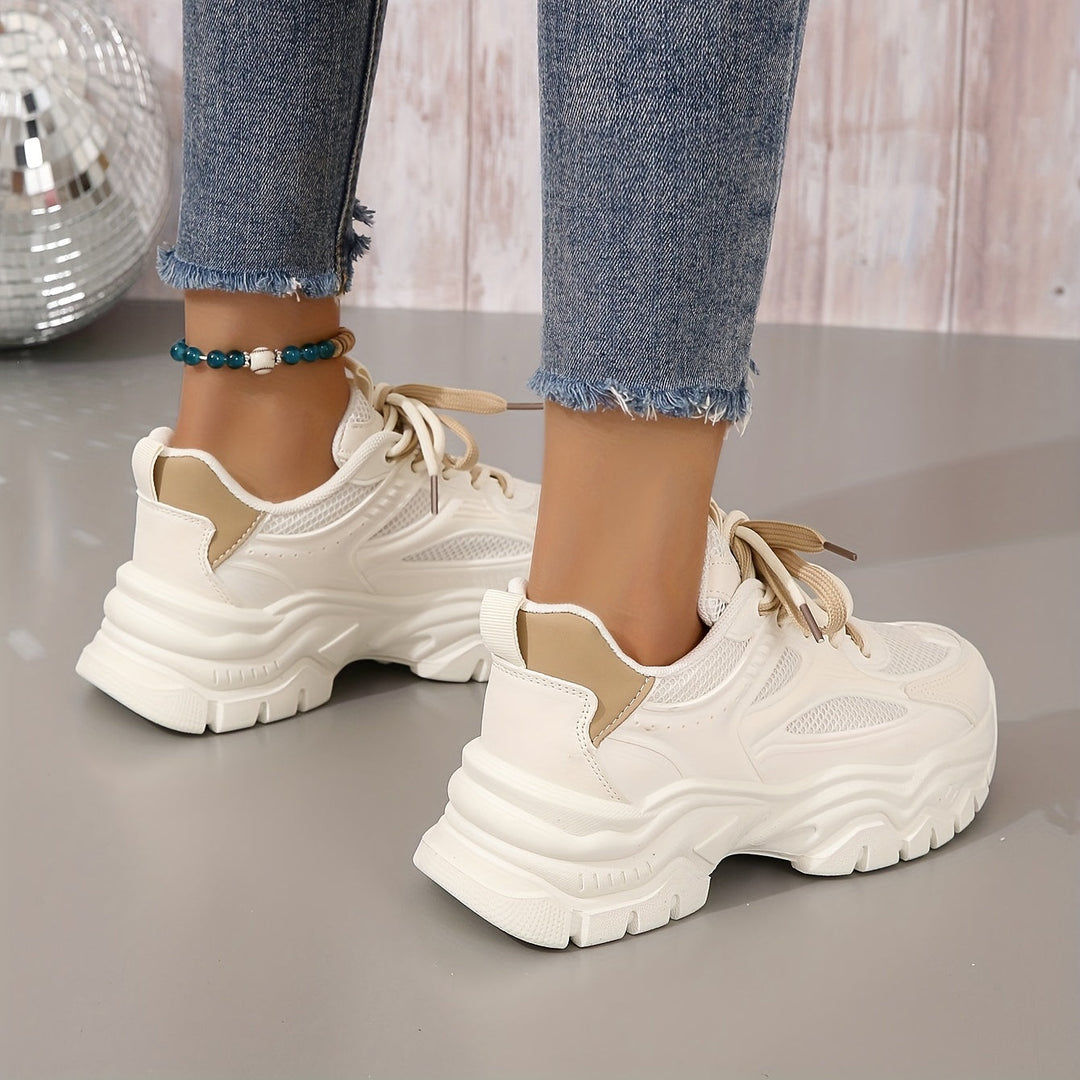 Trendy Women's Sneakers with Breathable Mesh and Thick Sole