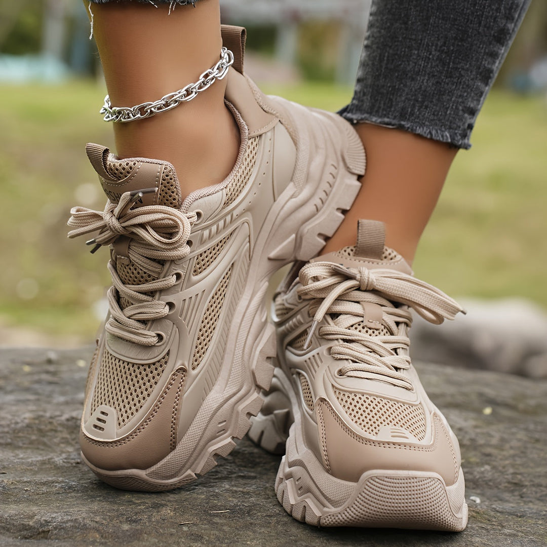 Trendy Women's Sneakers with Breathable Mesh and Thick Sole