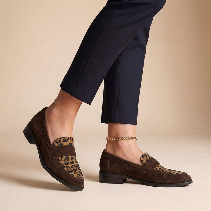 Orthopedic Women's Chunky Sole Loafers With Leopard Print