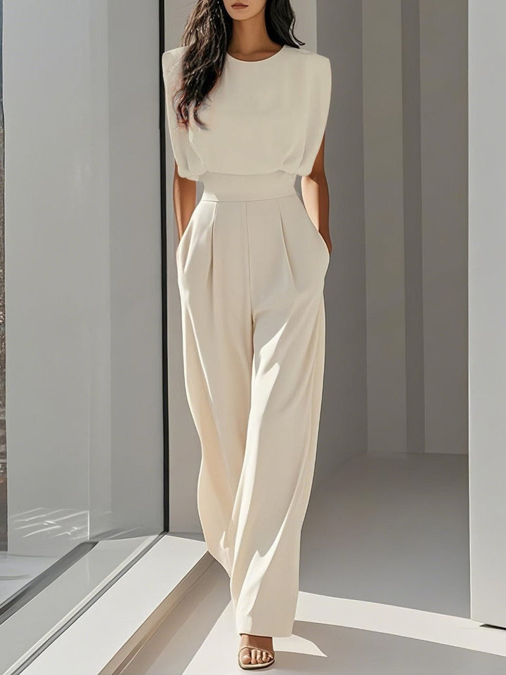 Summery Women's Sleeveless Jumpsuit with Wide Legs and Waist