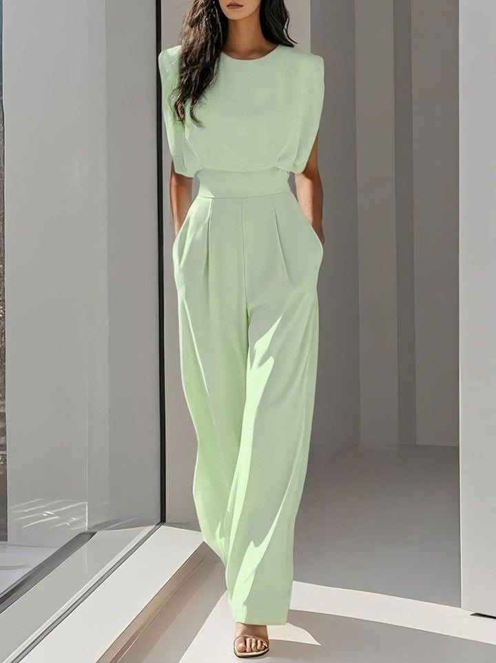 Summery Women's Sleeveless Jumpsuit with Wide Legs and Waist