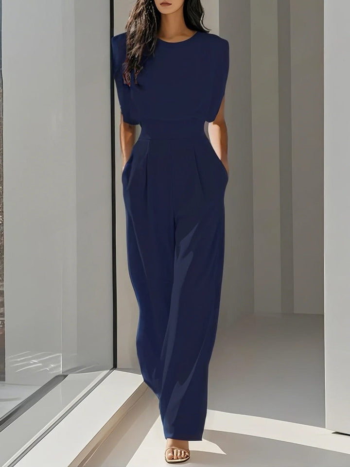 Summery Women's Sleeveless Jumpsuit with Wide Legs and Waist