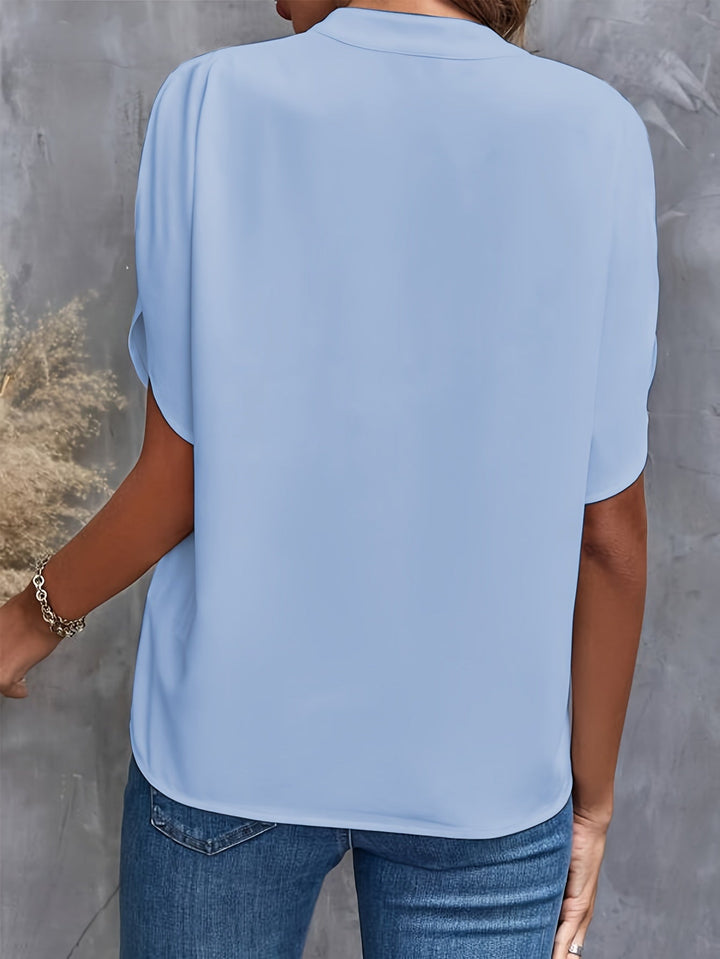 Lightweight Women's Blouse with V-Neck and Short Sleeves
